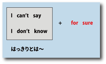 英語I can't say for sure, I don't know for sure（はっきりとは言えない、はっきりとはわからない）について