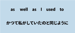 英語as well as I used to（かつて私がしていたのと同じように）について