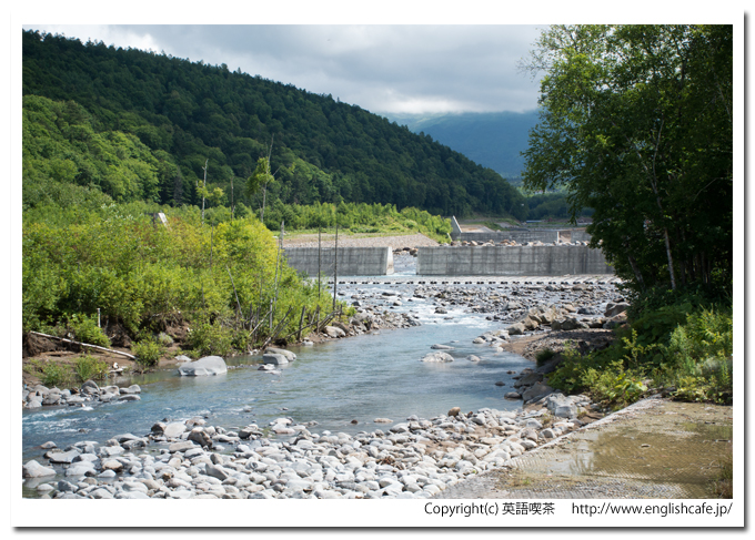 青い池、そばを流れる川（北海道美瑛町）