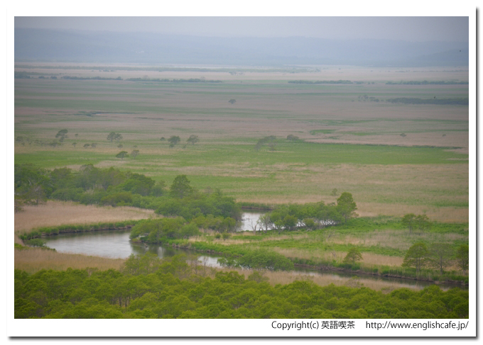 細岡展望台（釧路湿原国立公園）、細岡展望台から左の方角へ、蛇行する釧路川をクローズアップで（北海道釧路郡釧路町）