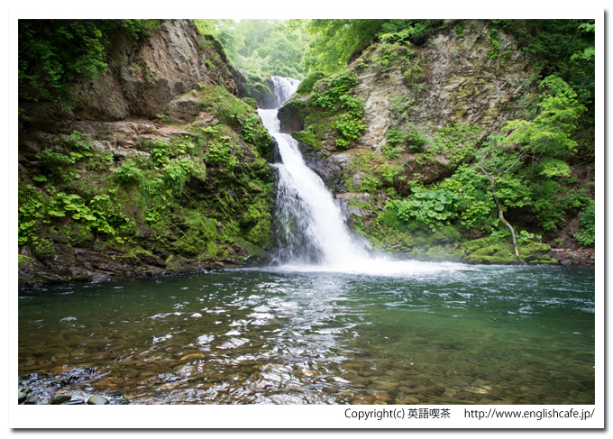 鳥崎渓谷の名所上大滝、視点を変えて（北海道森町）