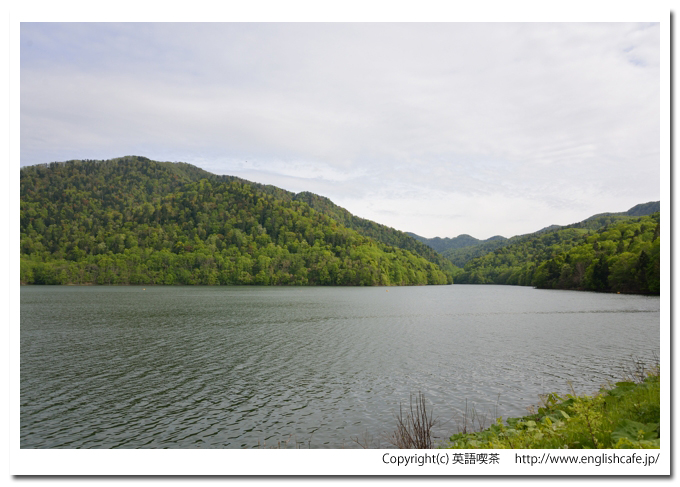 金山ダム、金山ダムのダム湖の右側（北海道金山ダム）