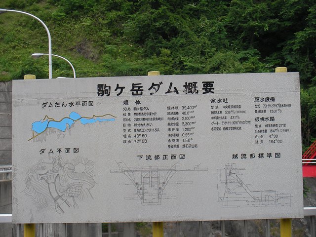 北海道森町の駒ヶ岳ダムの概要案内版
