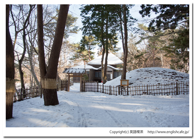 冬の見晴公園から園亭（北海道函館市）