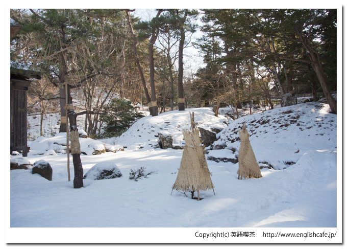 冬の見晴公園から園亭（北海道函館市）