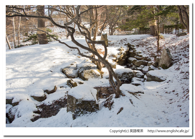 冬の見晴公園から園亭（北海道函館市）