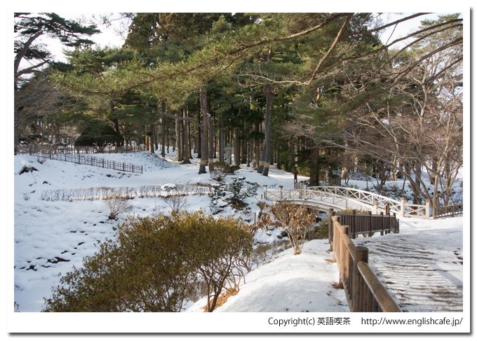 冬の見晴公園から木橋（北海道函館市）