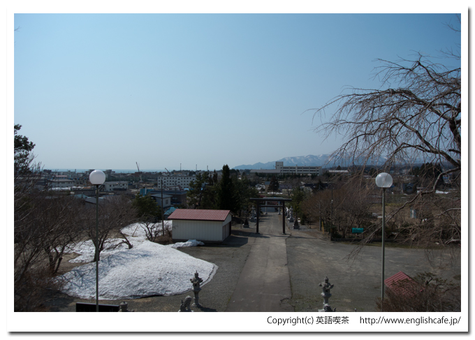 佐女川神社から見る木古内の街（北海道木古内町）