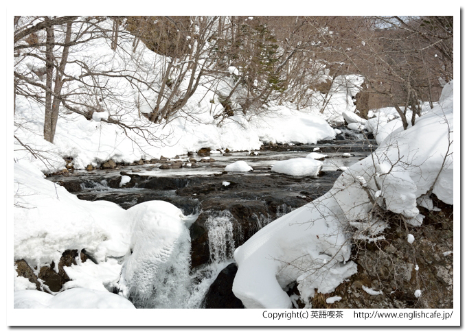 三階滝、三階滝上部の川の景色（北海道伊達市）