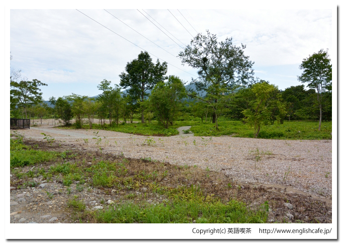 知内町親水広場（重内頭首工）、重内頭首工から見る親水広場（北海道上磯郡知内町）