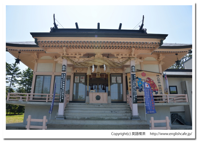 寿都神社、寿都神社の社殿のクローズアップ（北海道寿都郡寿都町）
