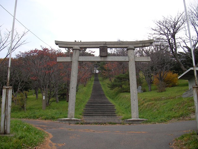 玉川公園と玉川神社の鳥居（北海道久遠郡せたな町）