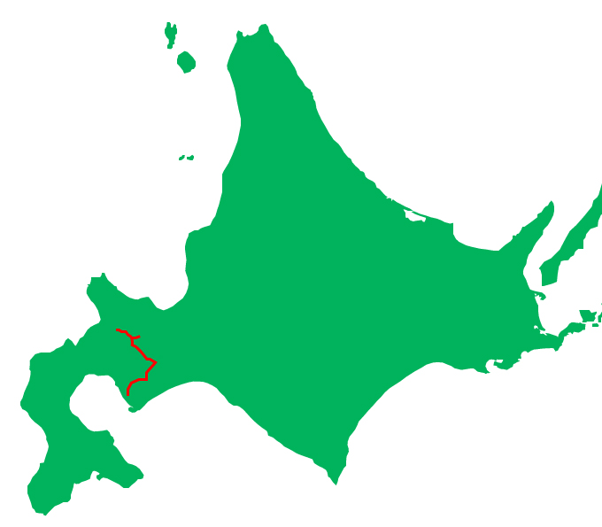 旧六郷駅、胆振線跡の地図（旧胆振線）（北海道虻田郡倶知安町）