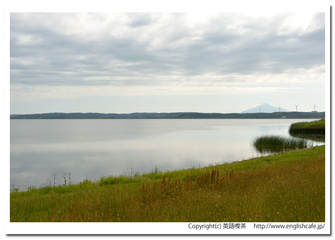 大沼、大沼の湖面と利尻山（北海道稚内市）