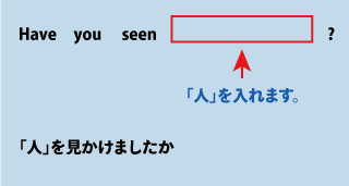 英語have you seen(人を見かけましたか）について