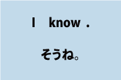 I know.（そうね）について