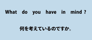 英語what do you have in mind?（何を考えているのですか）について